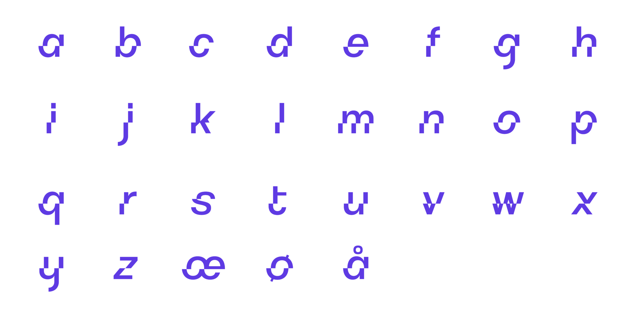Typografi som viser alfabetet i Hyper sitt visuelle uttrykk.
