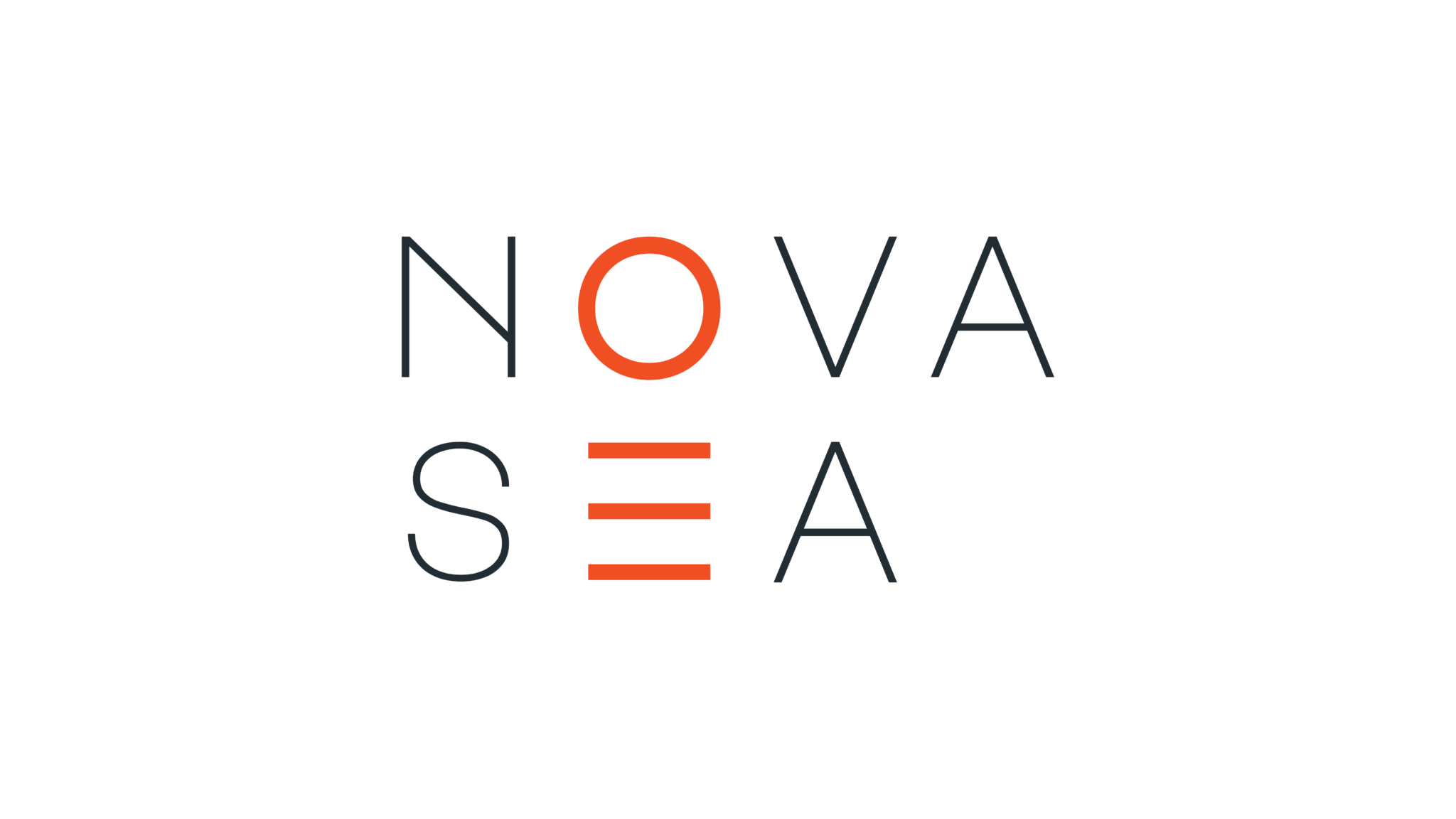 Nova Sea sin blå og orange logo på hvit bakgrunn