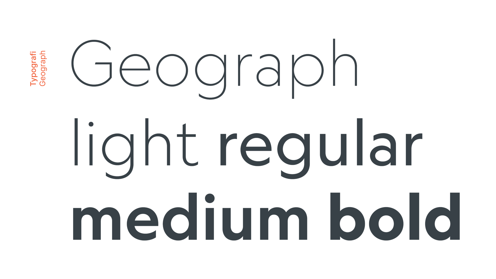 Typografi som benyttes i Nova Sea sin visuelle profil, fonten heter Geograph